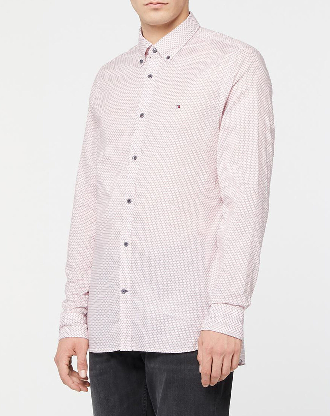 Tommy Hilfiger Chemise Slim Oxford imprimée blanc/rose