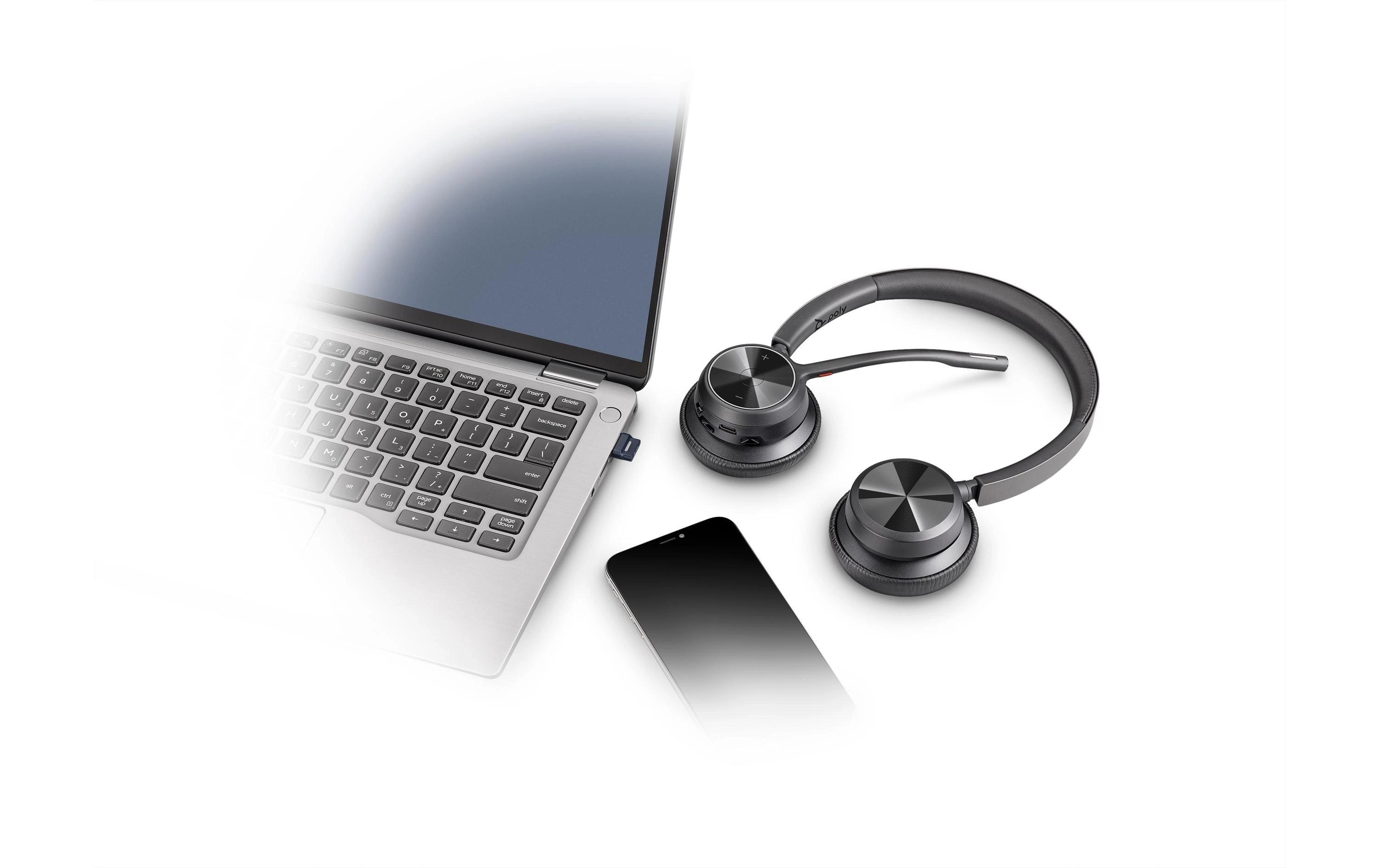 Headset Poly Voyager 4320 MS Duo USB-C, inkl. LadestationPoly Voyager Bluethootbüro-Headsets