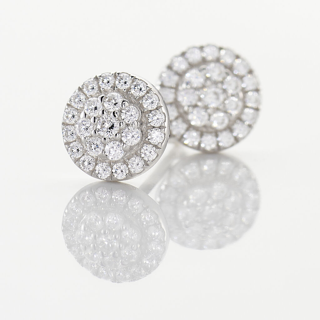 Boucles D'oreilles Puces Verane Argent Blanc Oxyde De Zirconium