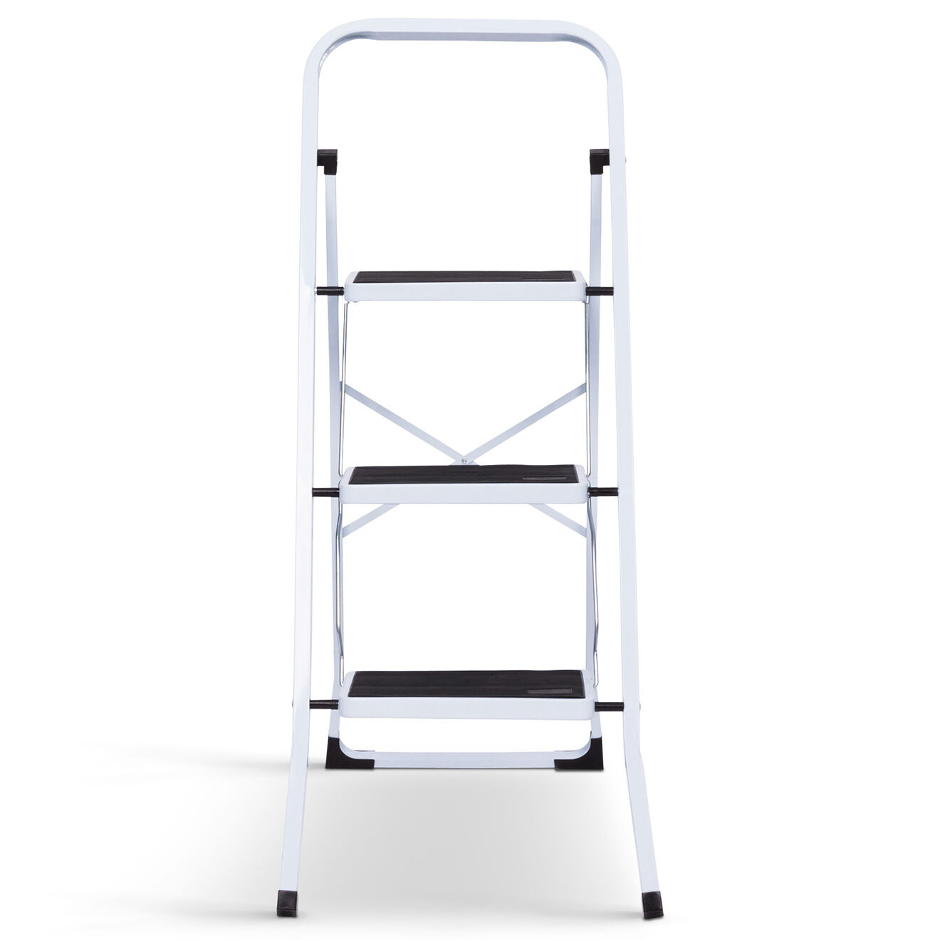 Pratik Garden Marche pieds pliable 3 marches antidérapantes avec garde corps blanc/noir - 44.5x68.5x101.5 cm