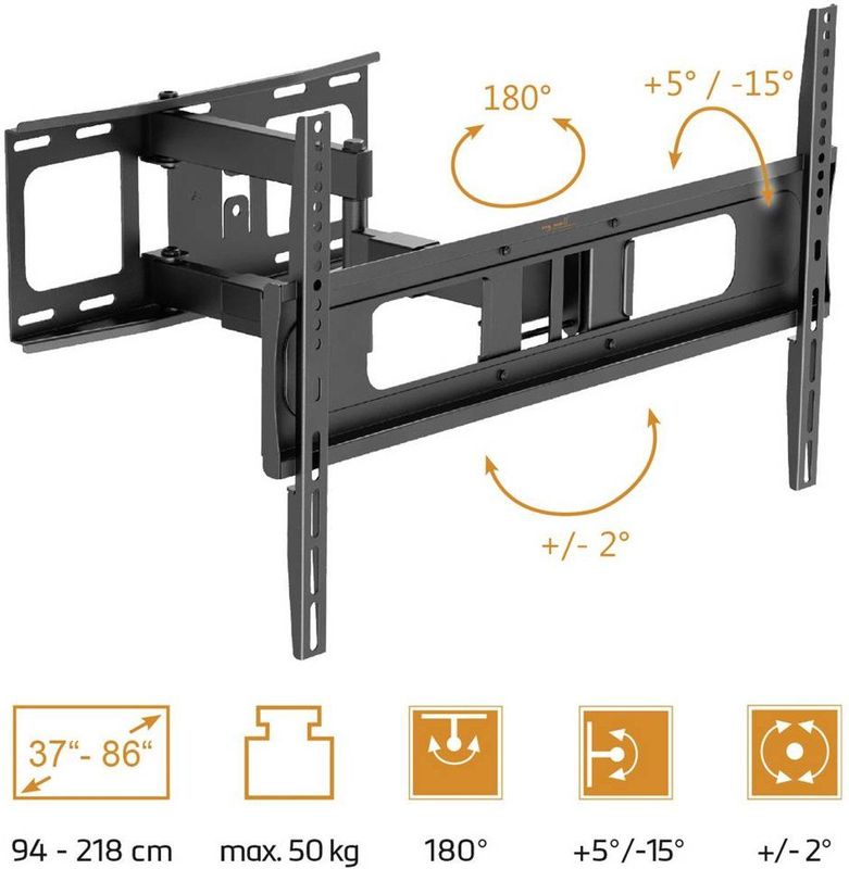 My Wall - TV-beugel - Zwenkbaar - Voor TV van 37 tot 86 inch - Maximaal 50 kg