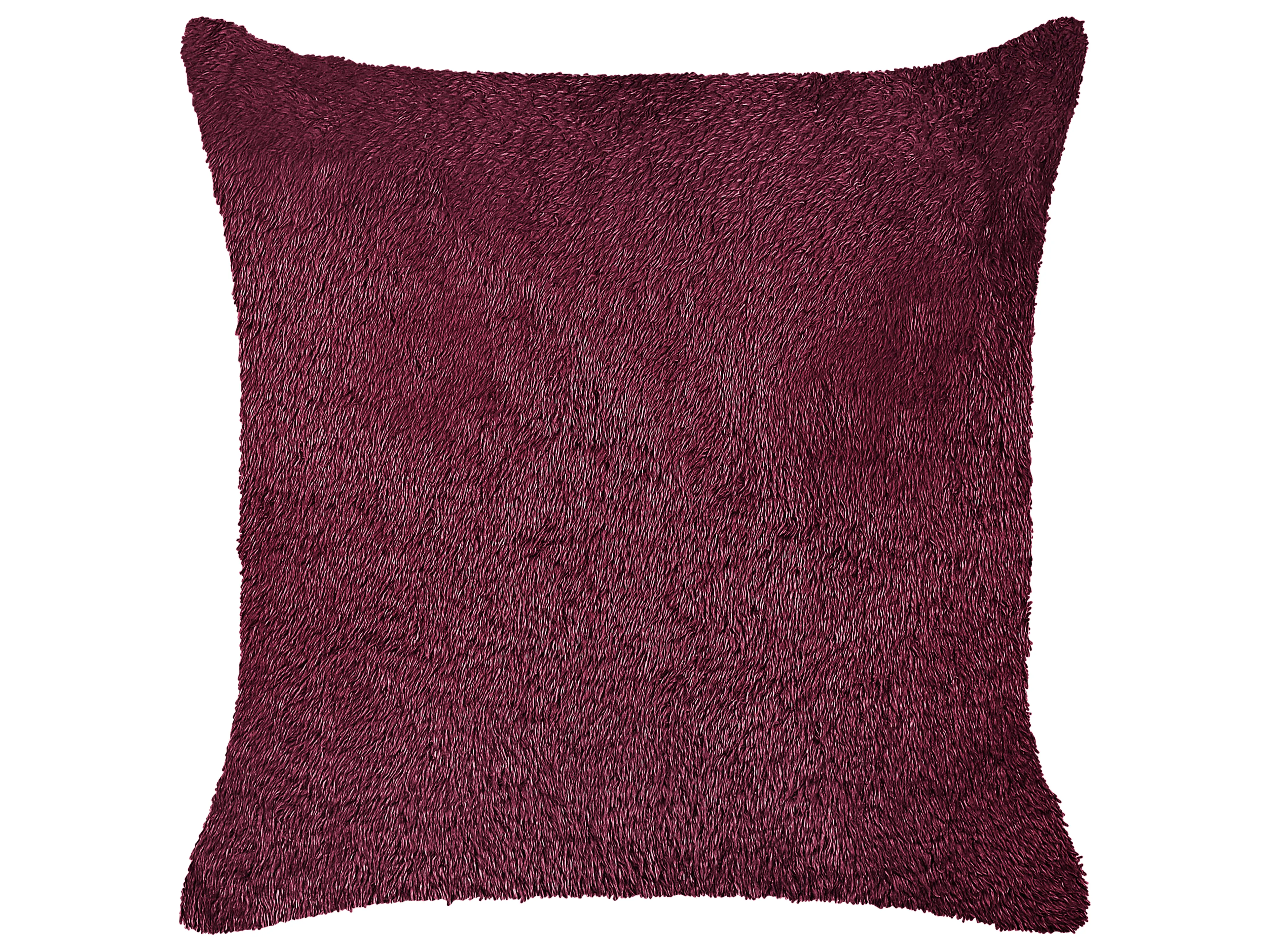 Set van 2 sierkussens PILEA Nepbont 45 x 45 cm Bordeauxrood effen
