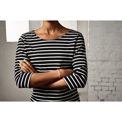 Damen-Shirt Dreiviertelarm, Marine-Weiß