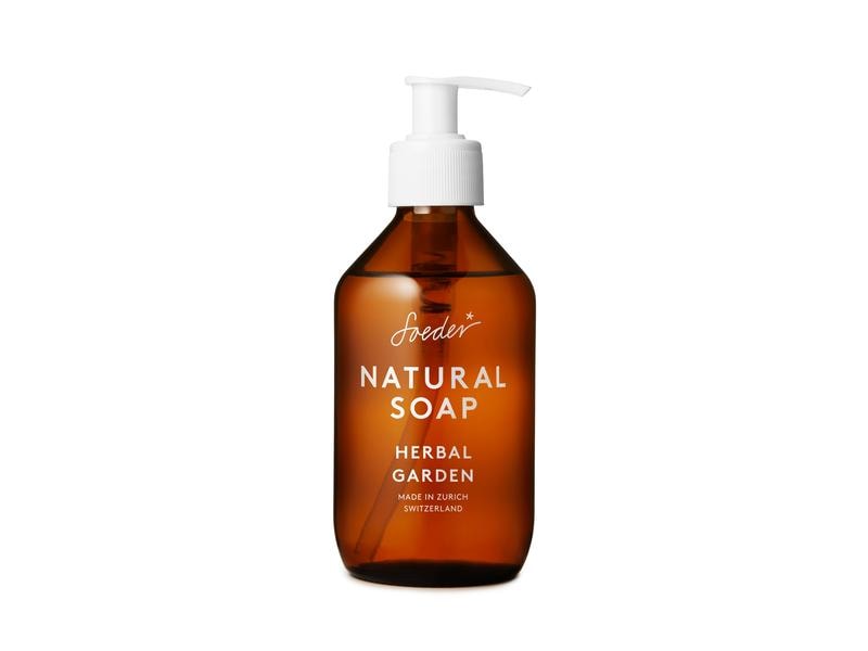 Soeder Flüssigseife Natural – Herbal Garden 250 ml Milde und natürlich- pflegende Seife für Hände und Körper in Glasflasche