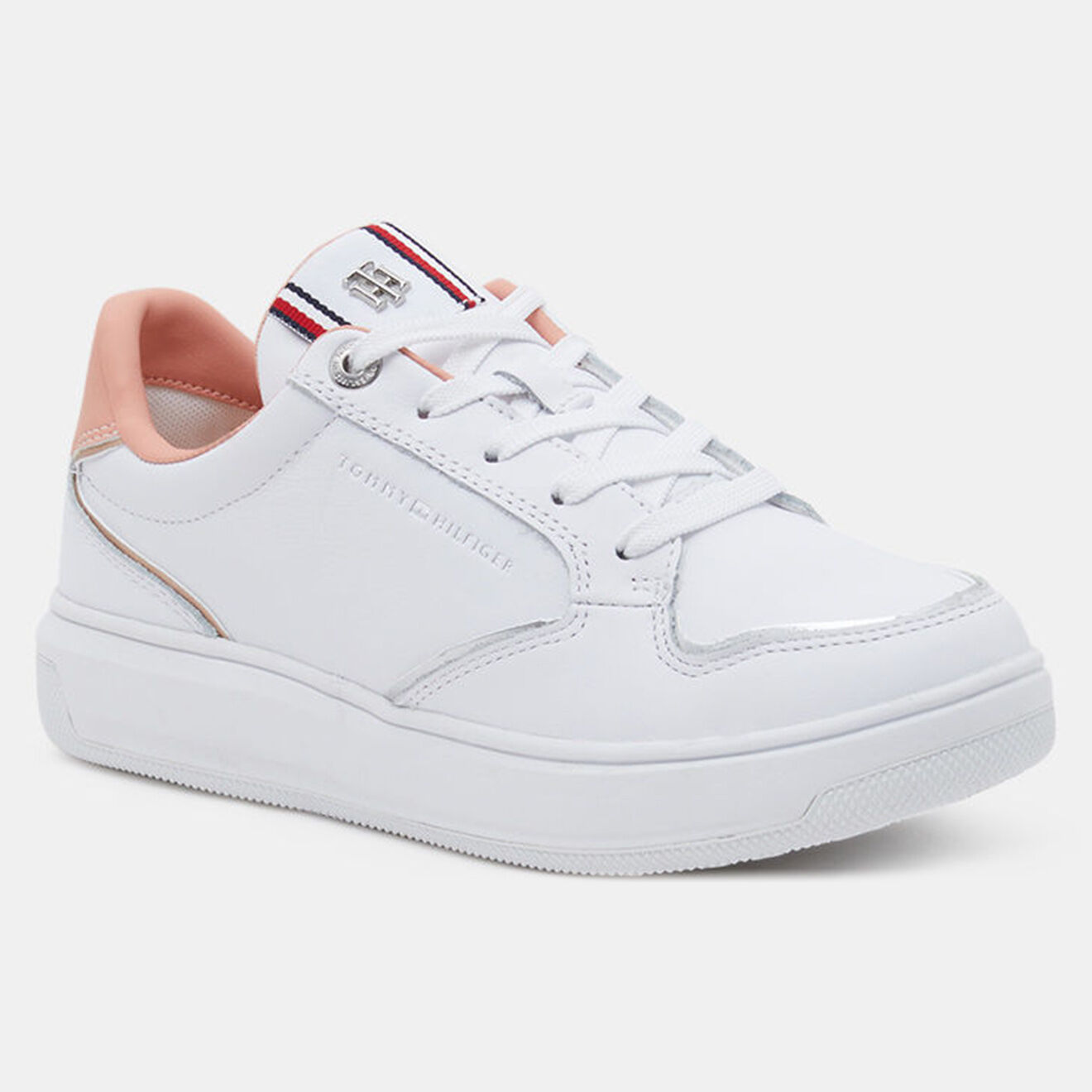 Tommy Hilfiger Baskets en Cuir Elevated Cupsole blanc/rose
