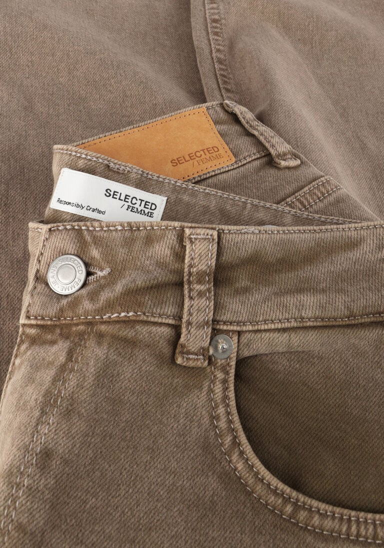 SELECTED FEMME beige selected femme wide jeans slfalice-cora hw latte denim wide jeans