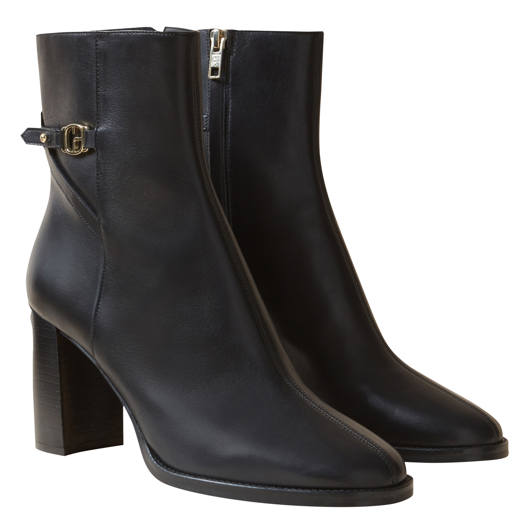 Bottines à talons en cuir vernis | Noir