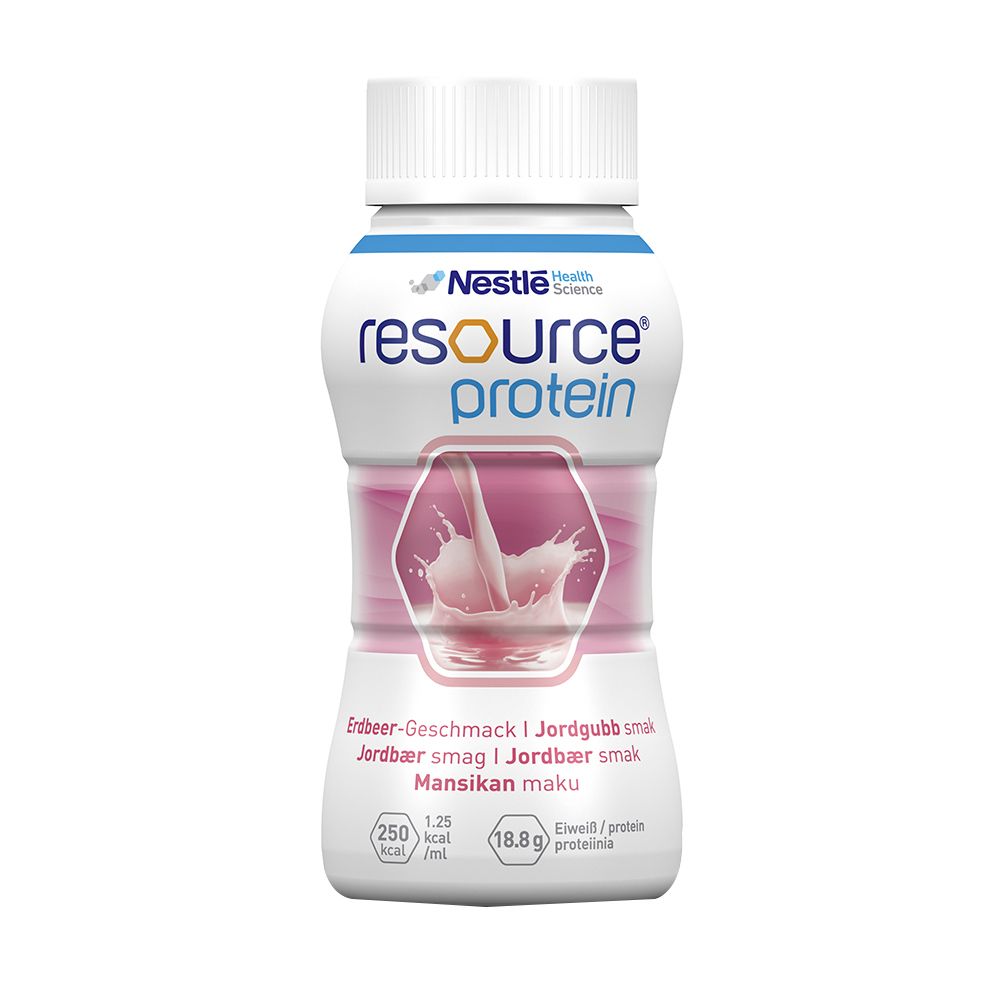 resource® protein Erdbeere | Hochkalorische Trinknahrung, reich an Eiweiß | Aufbaukost bei Mangelernährung