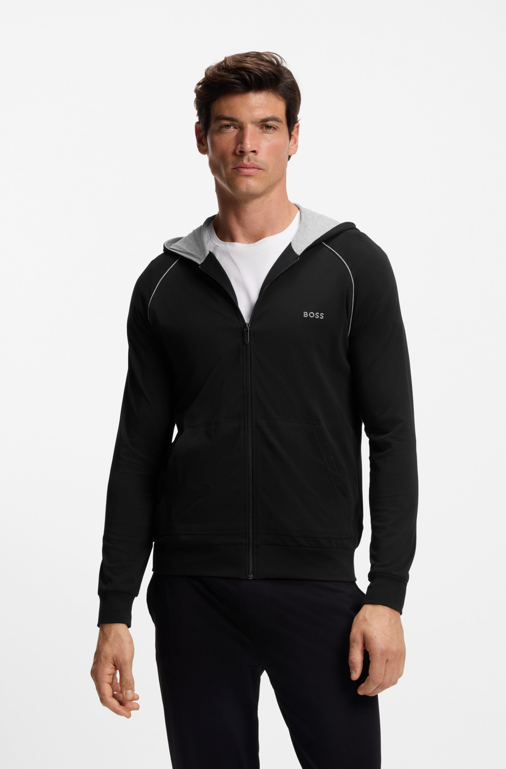 BOSS Kapuzensweatjacke »Mix&Match Jacket H«, mit BOSS Stickerei auf der Brust