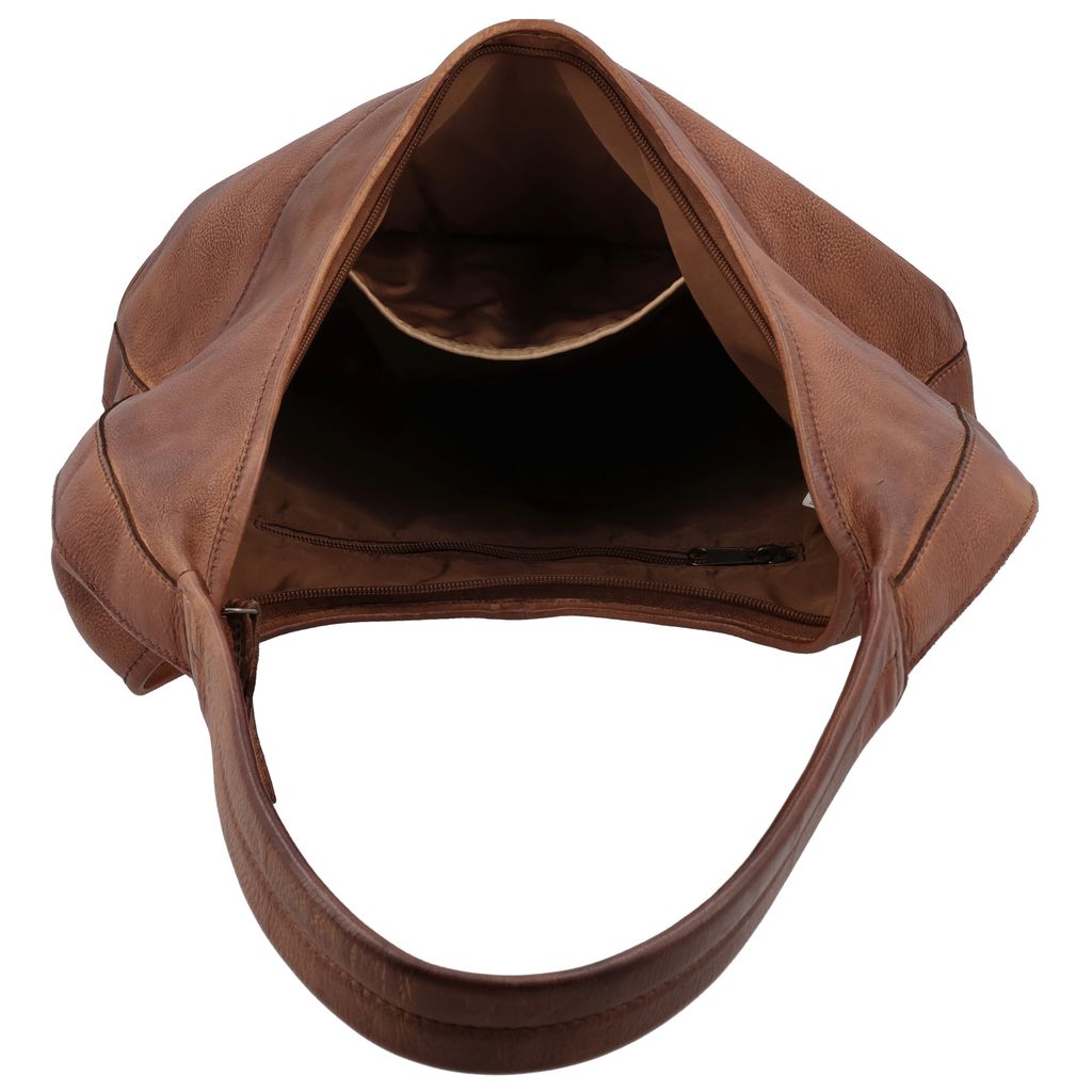 Hide & Stitches Paint Rock Schoudertas Halve Maan Cognac
