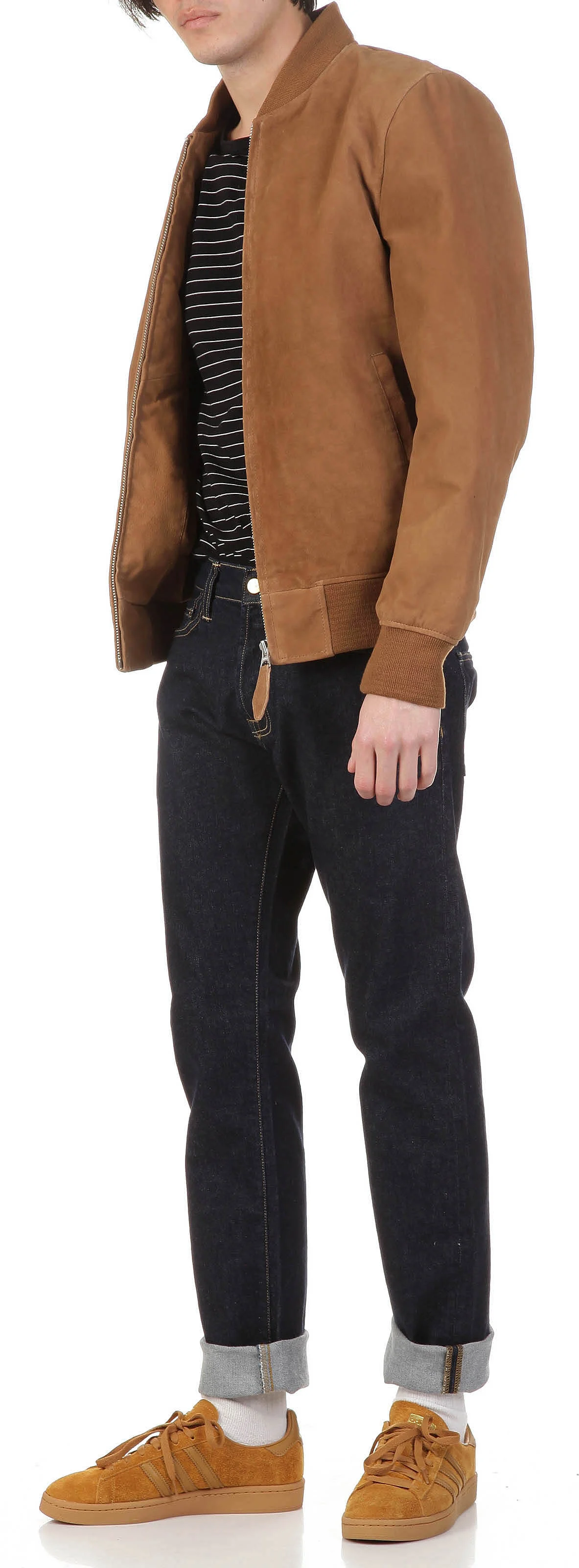 Blouson zippé en cuir | Marron