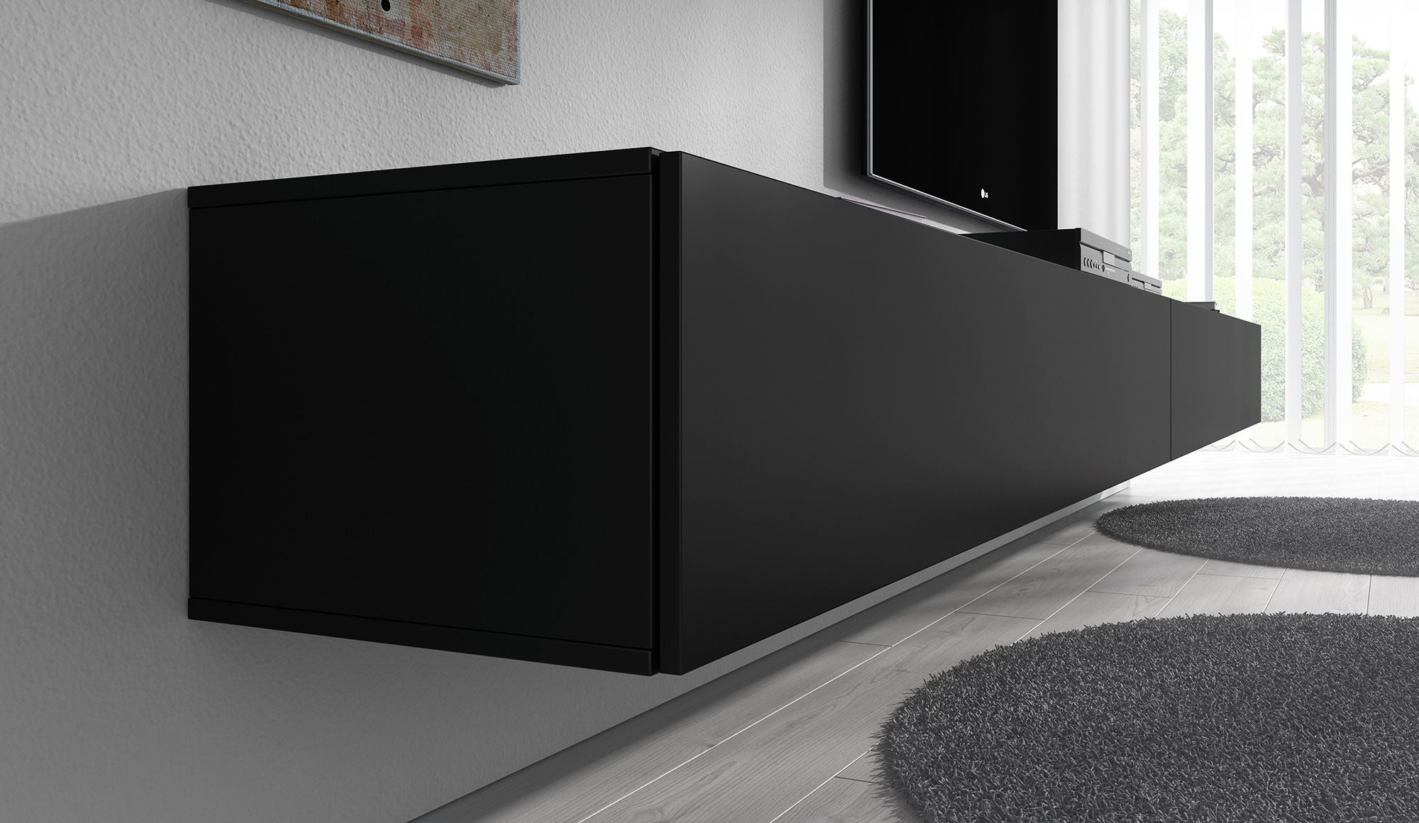 Flame - TV-Meubel - Mat zwart - 320 cm
