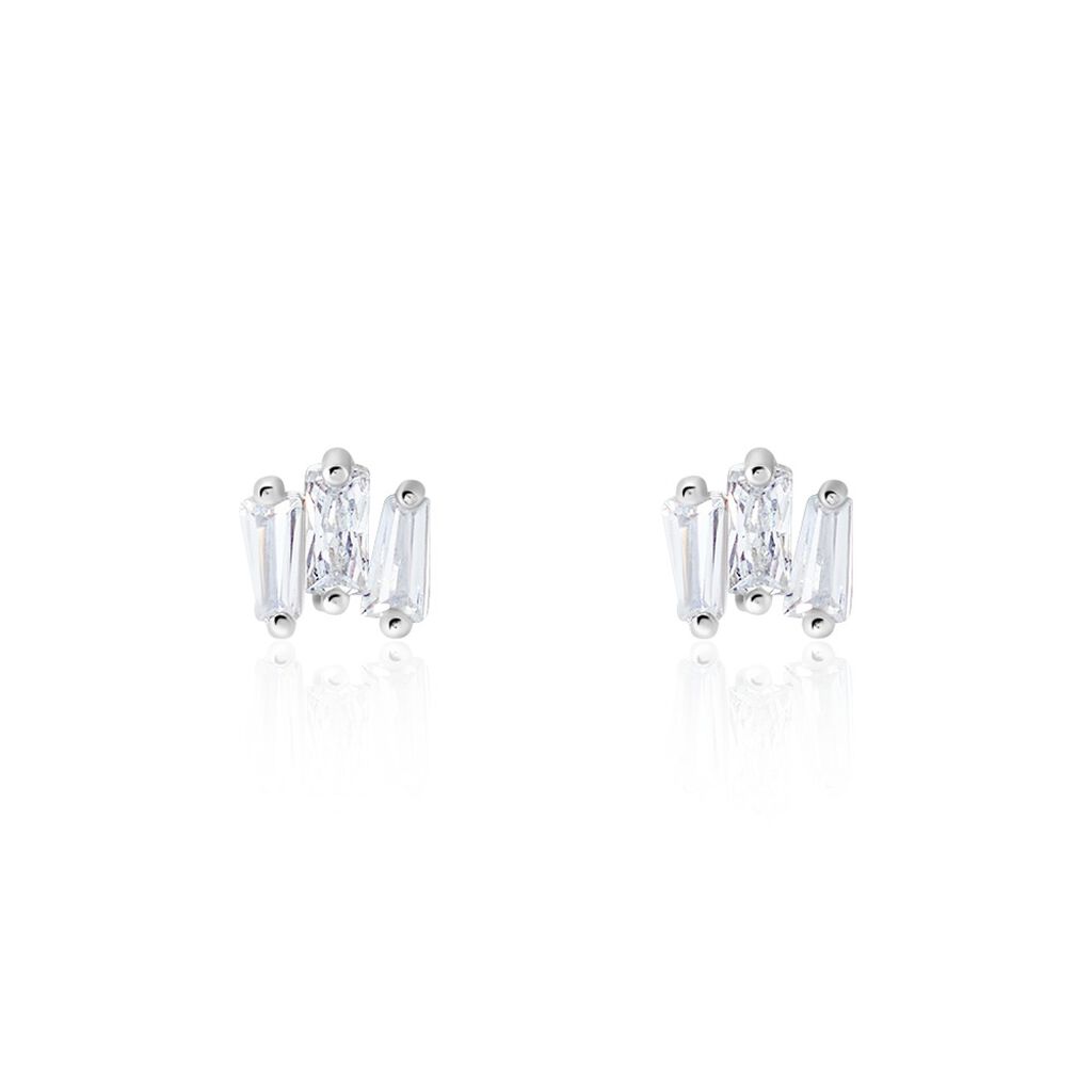 Boucles D'oreilles Puces Adria Argent Blanc Oxyde De Zirconium