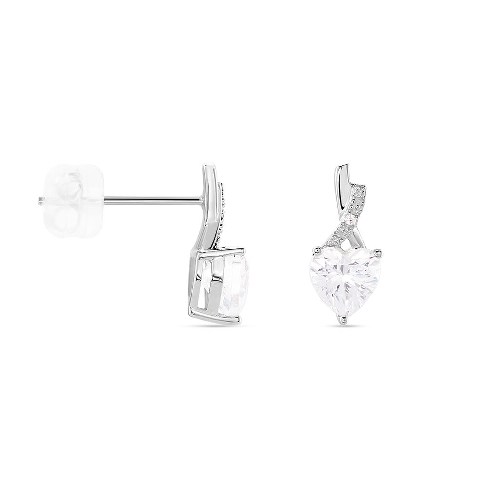 Boucles D'oreilles Puces Clothilde Or Blanc Oxyde De Zirconium