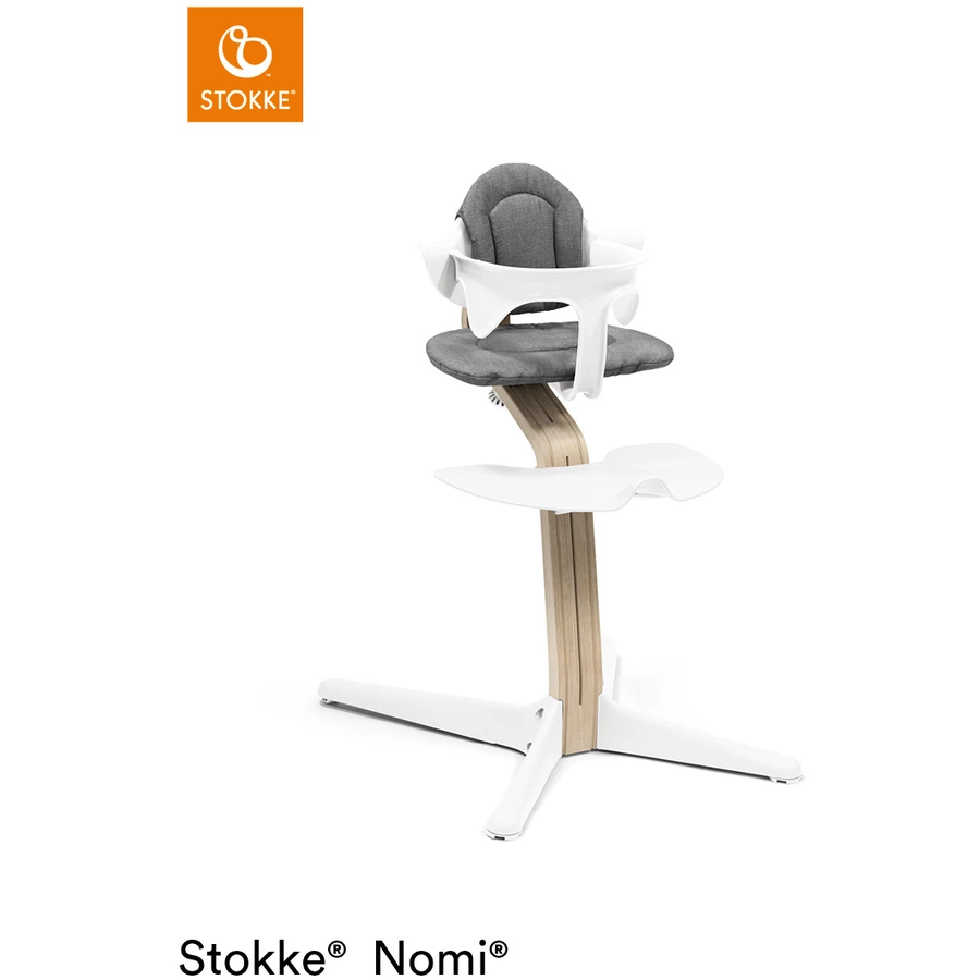 STOKKE® Nomi® Hochstuhl Buche natur  weiß + gratis Baby Set weiß