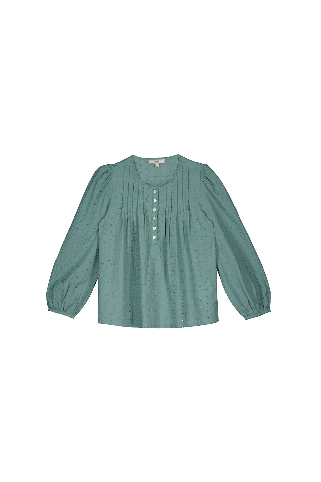 Camisa romântica marrom de algodão - Verde
