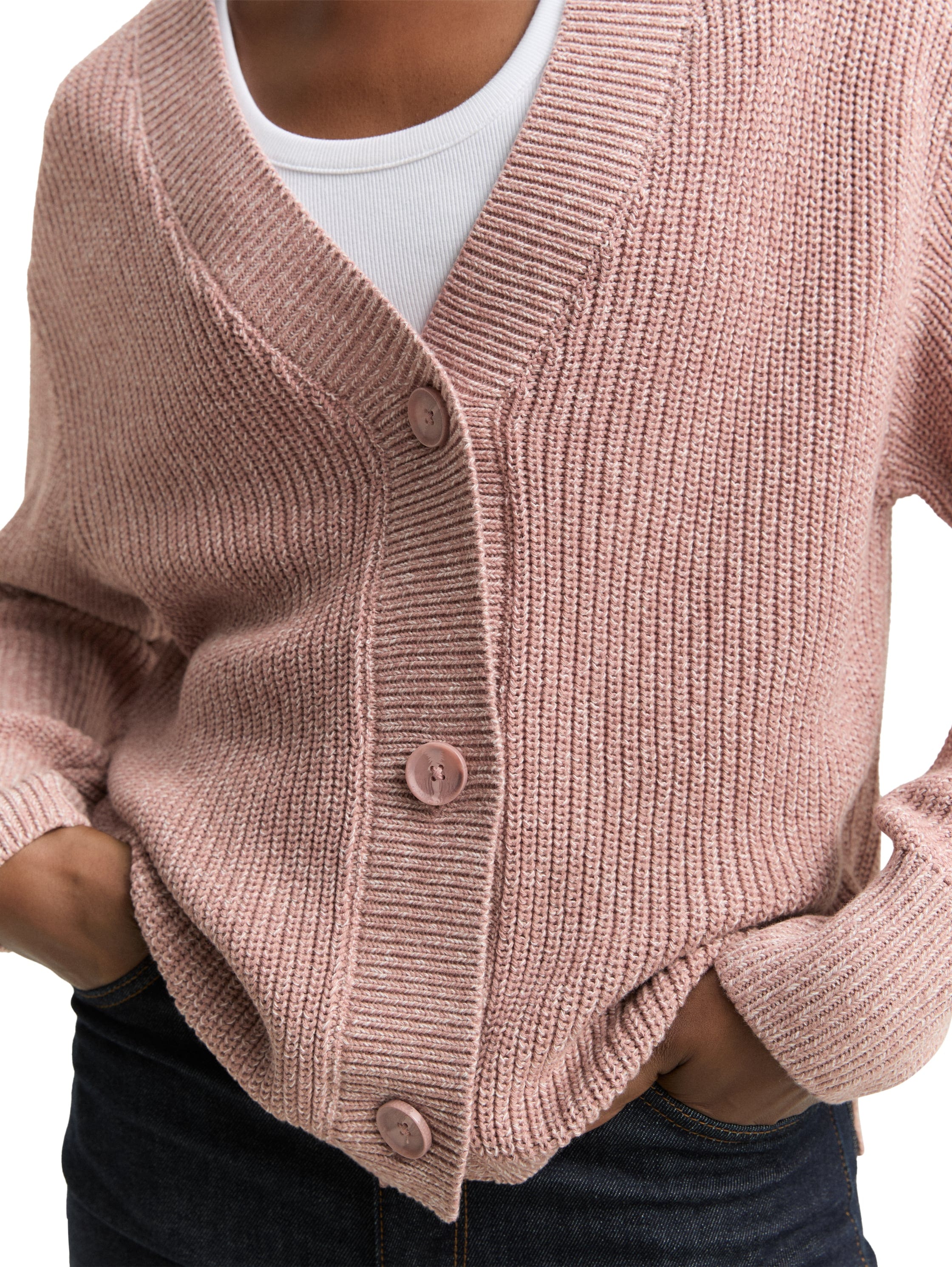TOM TAILOR Denim Cardigan , mit Strickstruktur und Knopfleiste