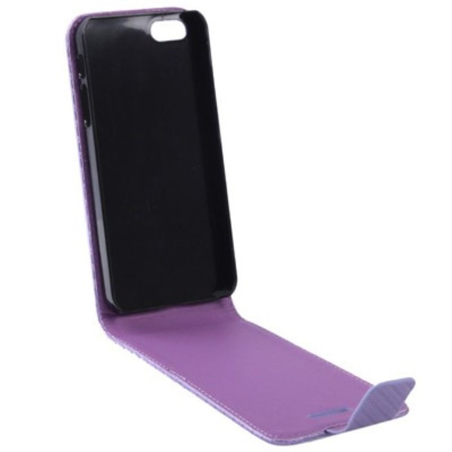 Handy Tasche Flip dünn Carbon look für Handy iPhone 5 & 5s Violett