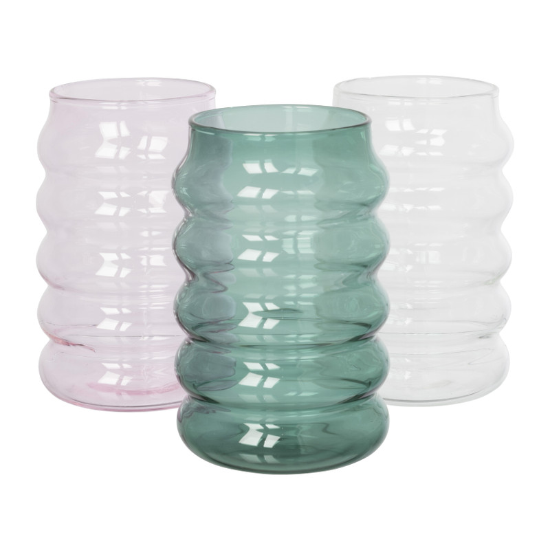 Drinkglas bubbel - roze - ø8x13 cm