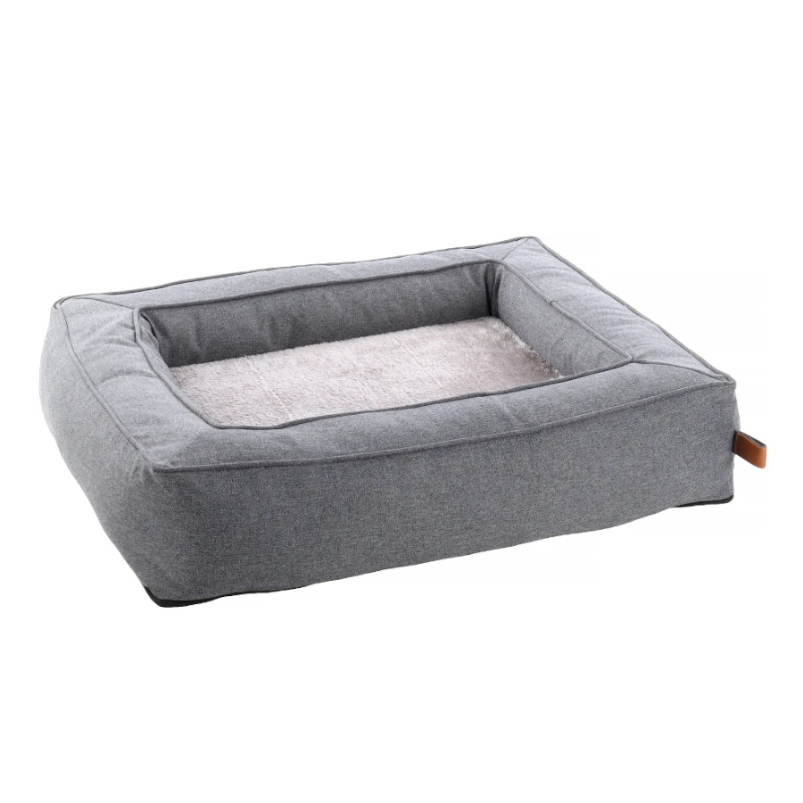 Cama retangular cinza para cães Flamingo Carlota com zíper