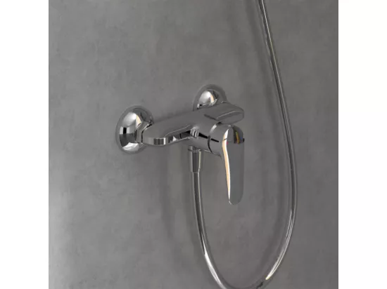 Mitigeur mécanique douche VILLEROY ET BOCH O.novo Start Chrome + Ensemble de douche VILLEROY ET BOCH Verve Showers 3 jets Chrome