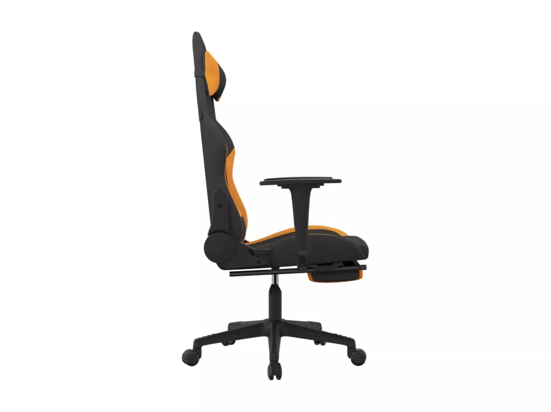 Chaise de jeu de massage avec repose-pied Noir et orange Tissu