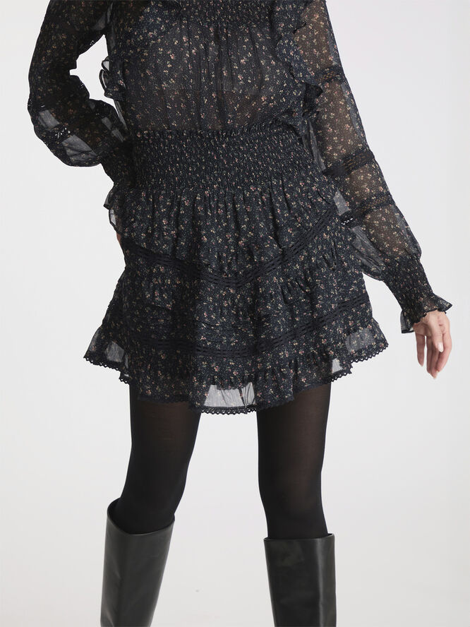 Neo Noir Donna Mini Rose Skirt Black