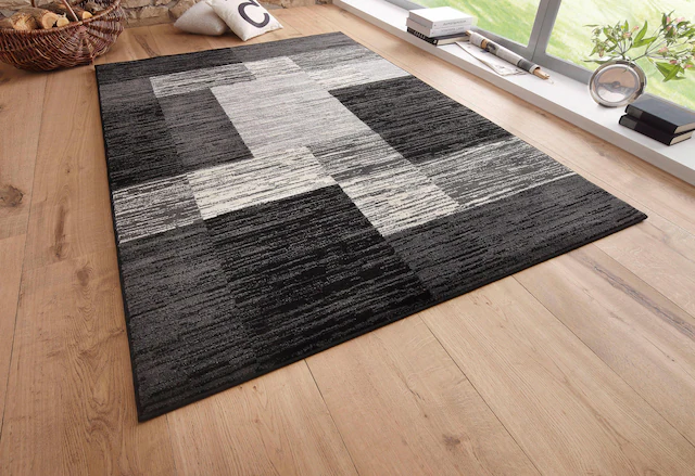 my home Teppich »Melvin« rechteckig 8 mm Höhe schön weich, Kurzflor Teppich Karo-Muster