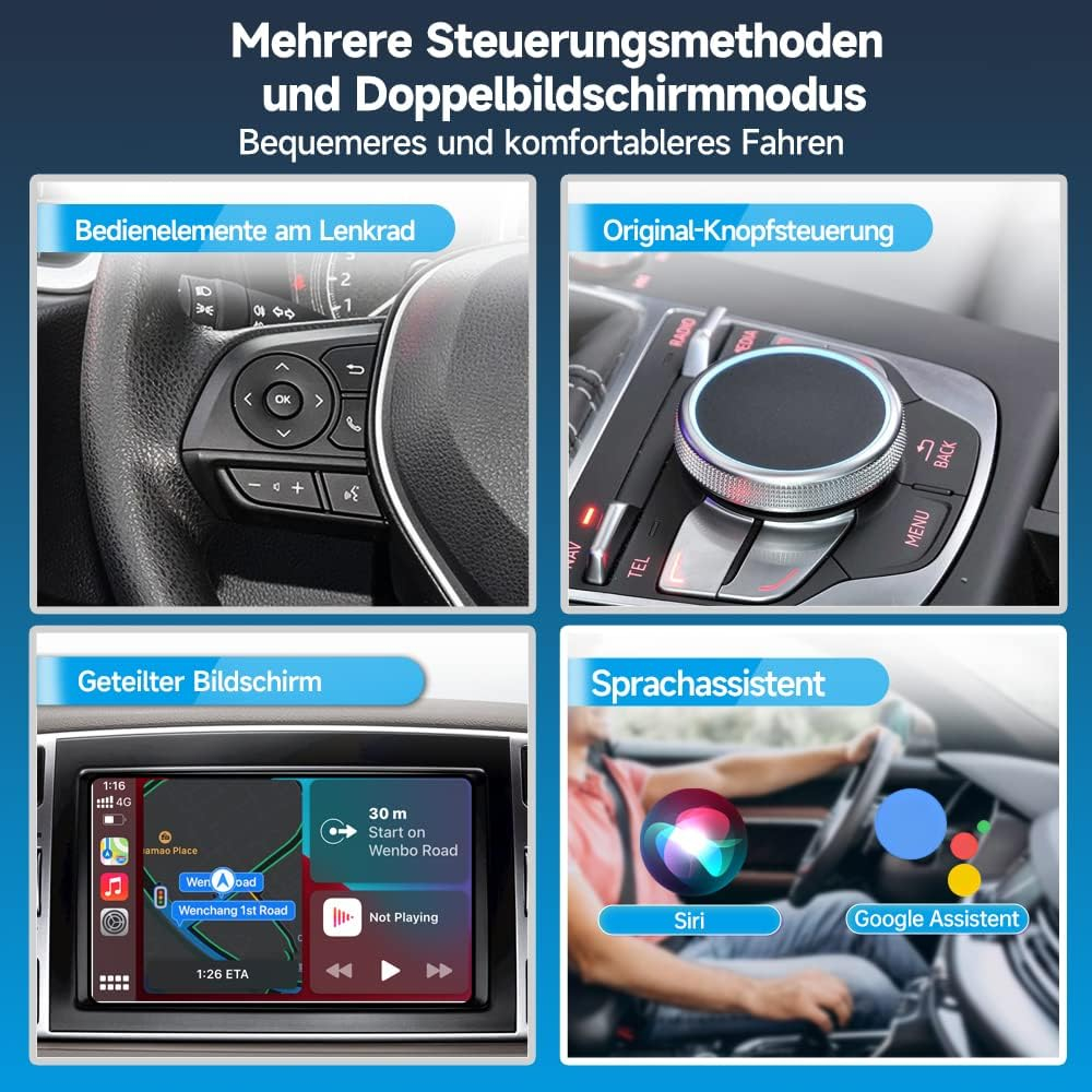5.0 WiFi Apple Carplay Android Auto KFZ USB A Wireless Adapter (iOS / Android) - Schwarz