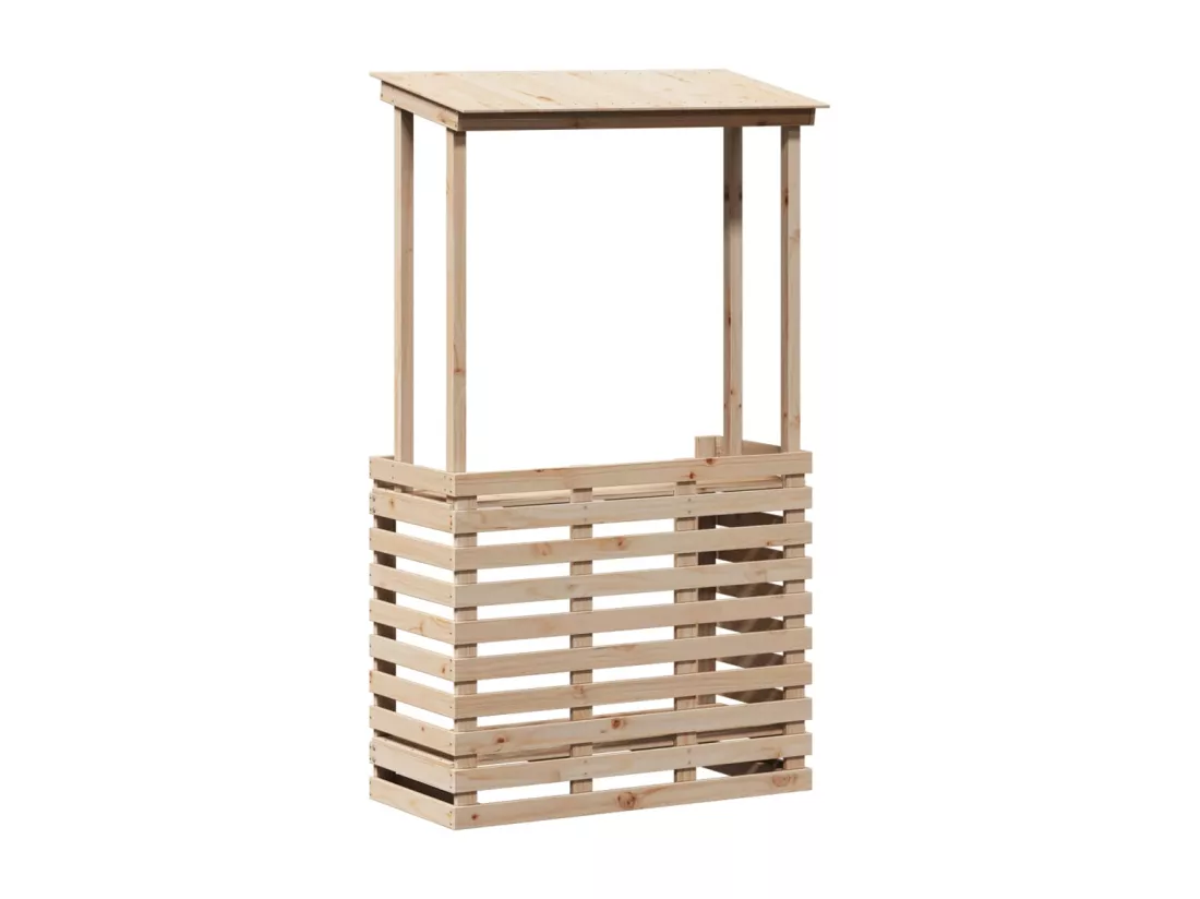 Table de bar d'extérieur et toit 112,5x57x195,5 cm bois massif