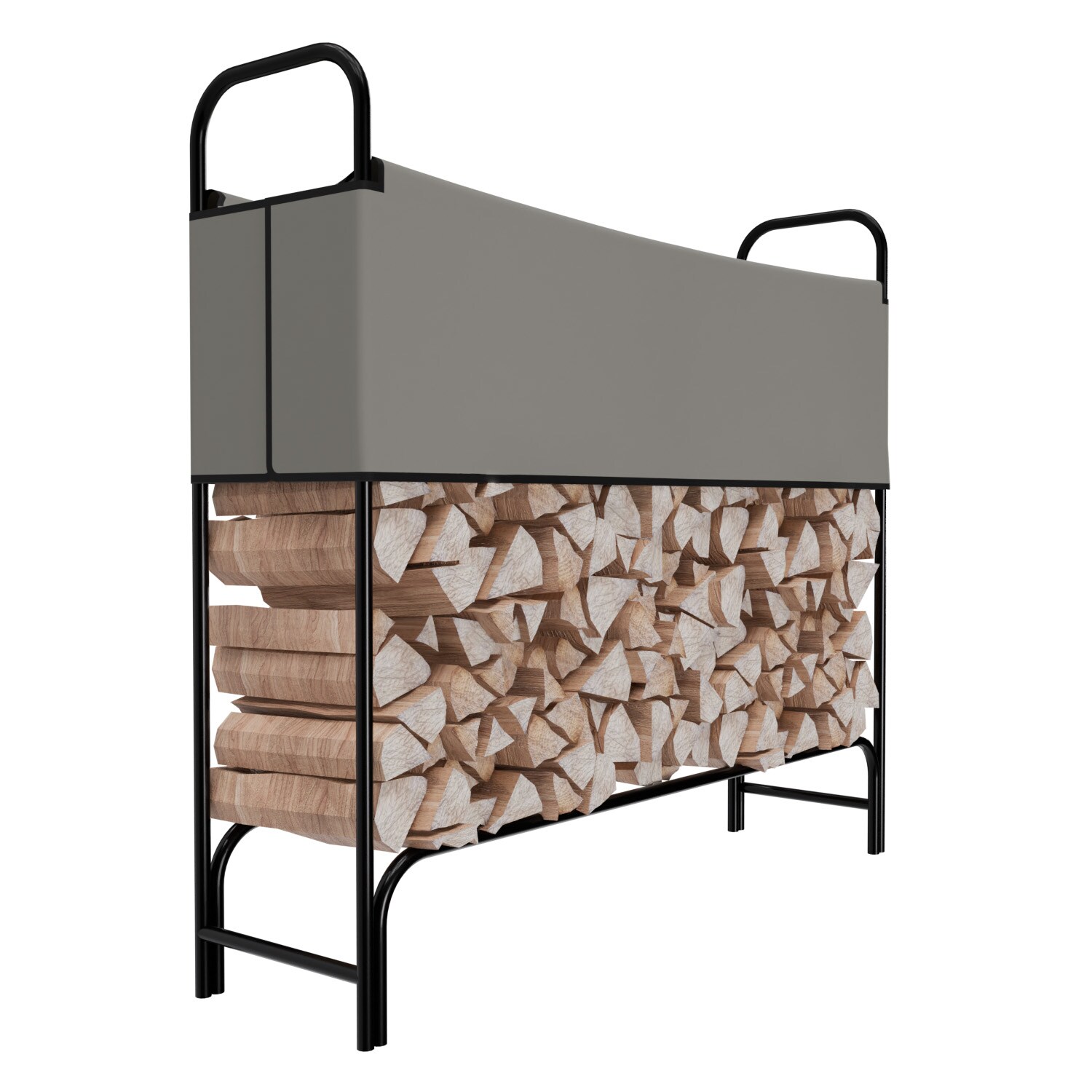 GARMIO® Kaminholzregal Metall Brennholzregal Kaminholzunterstand mit Abdeckung Stapelhilfe pulverbeschichtet 130x30x117cm