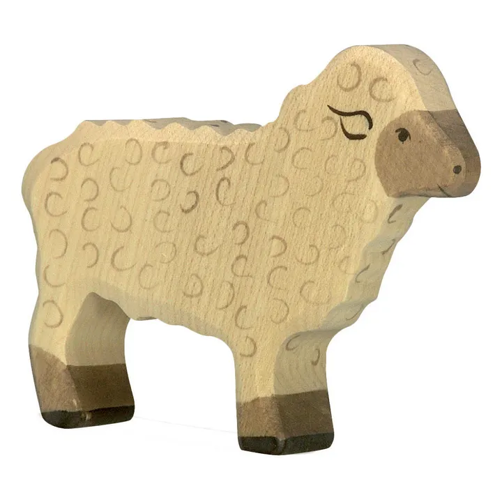 Holztiger Figurine en bois mouton debout | Blanc