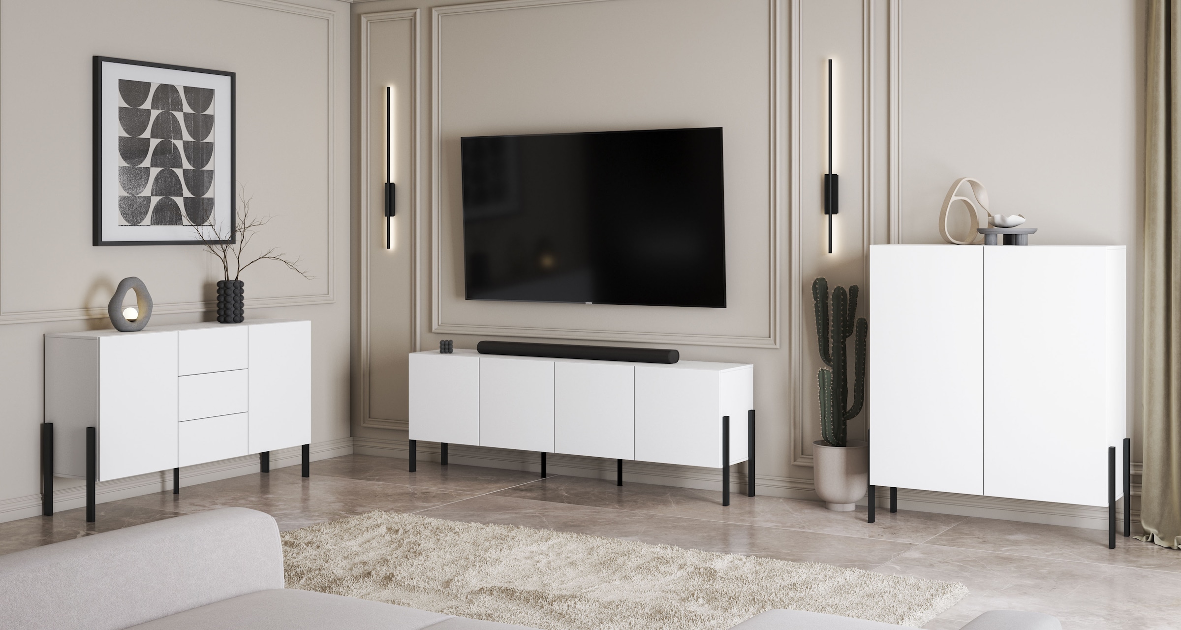 INOSIGN Sideboard »Jukon, Breite 150 bzw.180 cm, moderne grifflose Kommode« Schubladenschrank 2 Türen/3 Schubkästen, push-to-open-Funktion