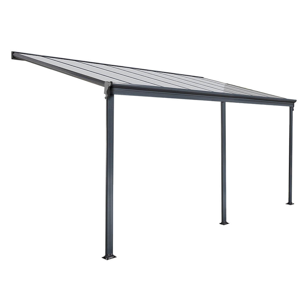 Home Deluxe - SOLIS Terrasoverkapping - Grijs - B/D/H: 495 x 303 x 226/278 cm - incl. dubbelwandige polycarbonaatplaten, bevestigingsmateriaal | Carport Paviljoen Pergola