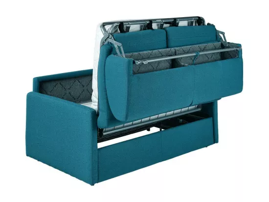 Canapé 4 places convertible express en tissu bleu turquoise - Couchage 160 cm - Matelas 22 cm CALIFE