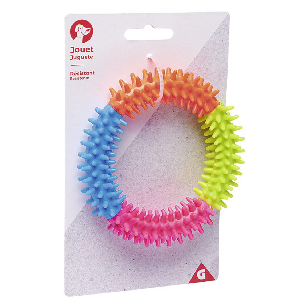 Jouet pour chien à picots jaune et bleu Ø12,5cm