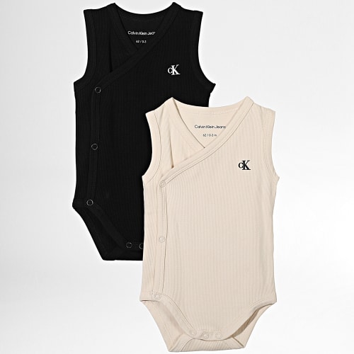 Lot De 2 Bodys Bébé 0075 Noir Beige