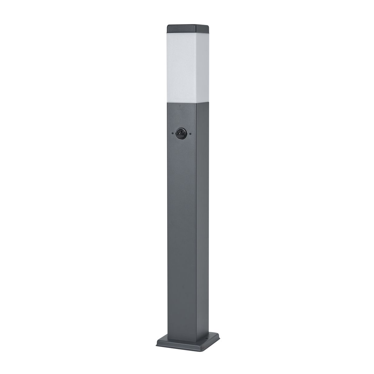 Buitenlamp donkergrijs met opaal glas 80cm IP44 met stopcontact en bewegingssensor - Malios