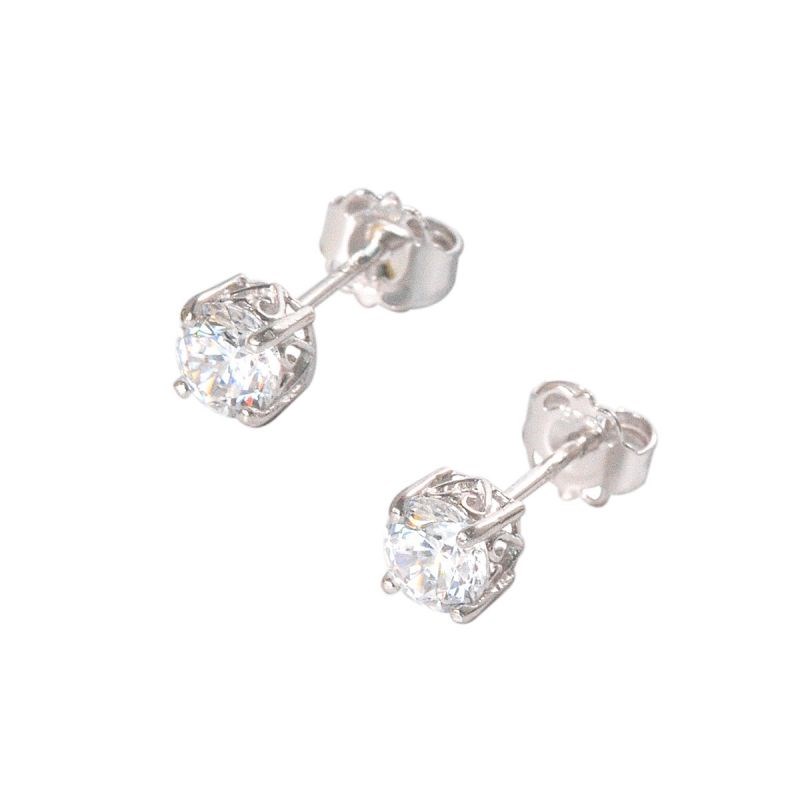 Boucles d'oreilles or blanc et oxydes de zirconium 