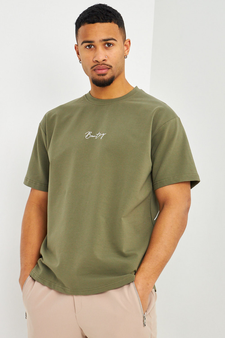 T-shirt kaki à inscriptions blanches Brentiny