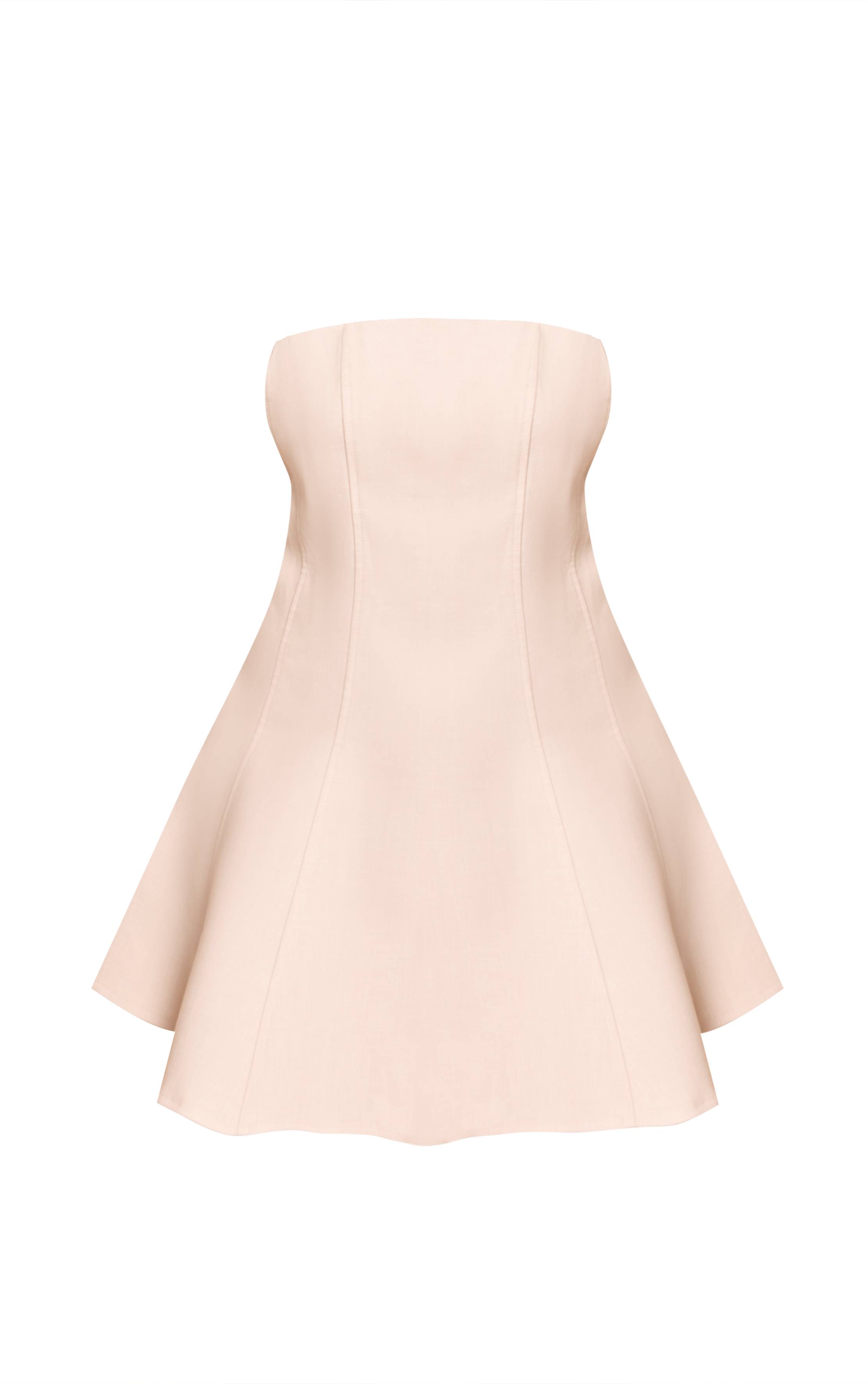 Crème Robe Courte Droite À Bandeau Tissée Grande Taille