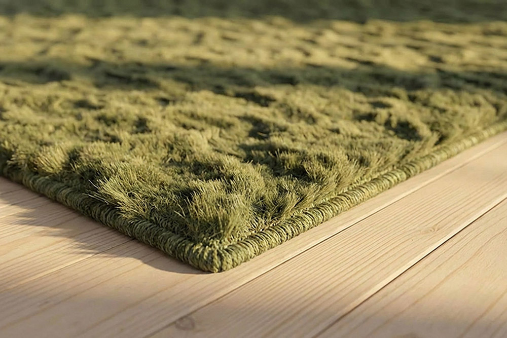Hochflor Teppich DUNE 230x160cm dunkelgrün Indoor Hoch-Tief-Effekt Faux-Fur