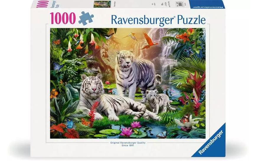 Puzzle Familie der Weissen Tiger 1000 TeileKlassisches Puzzlespiel mit Premium-Qualität