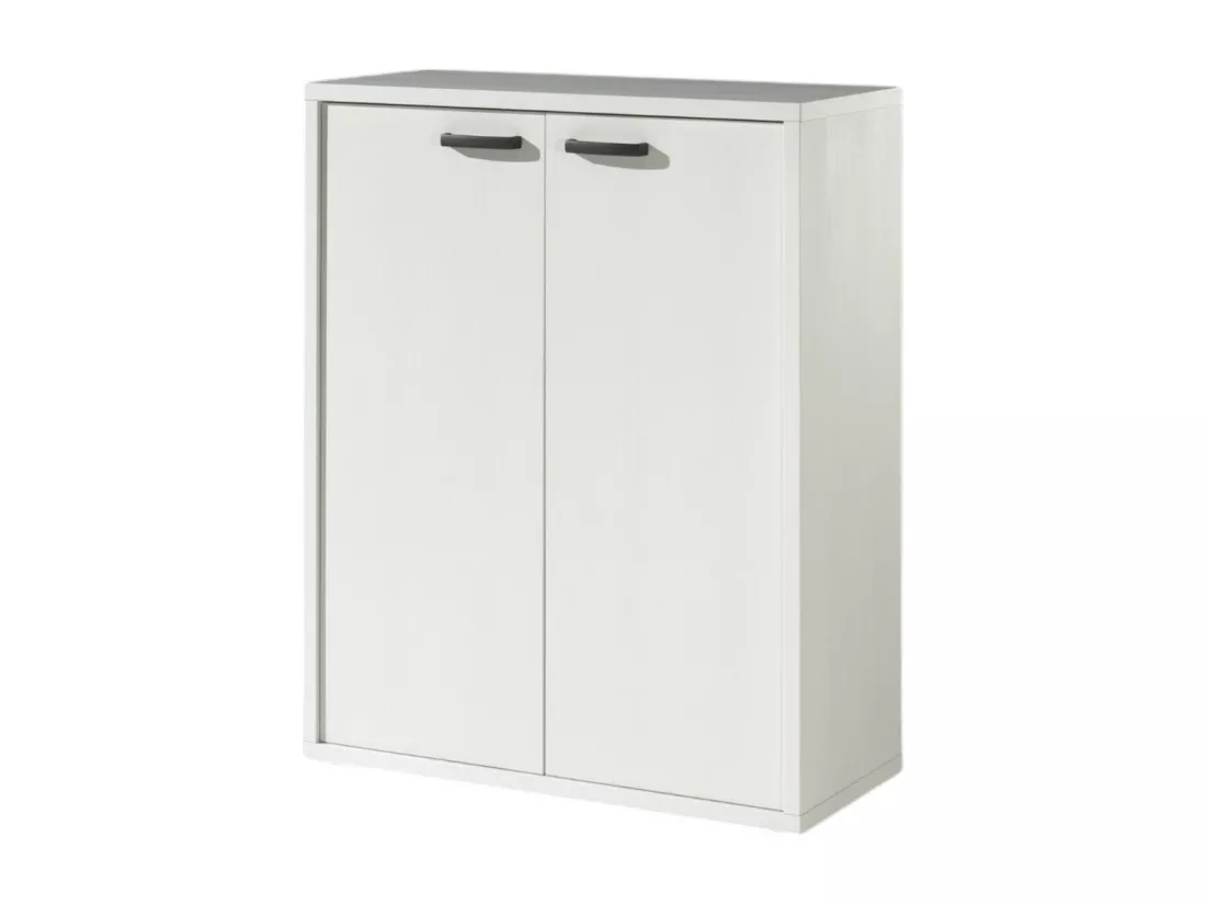 Rangement Bureau – Meuble 2 Portes Blanc Mat – Collection SOON – Meublorama