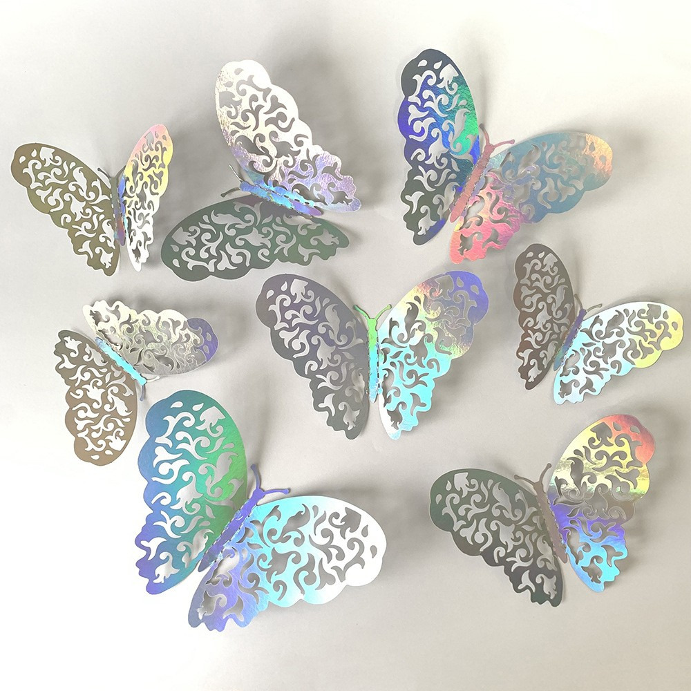 (12-tlg. Set) Kuchenstecker Schmetterling Tortenstecker Topper Dekoration für Torten / Kuchen - Silber