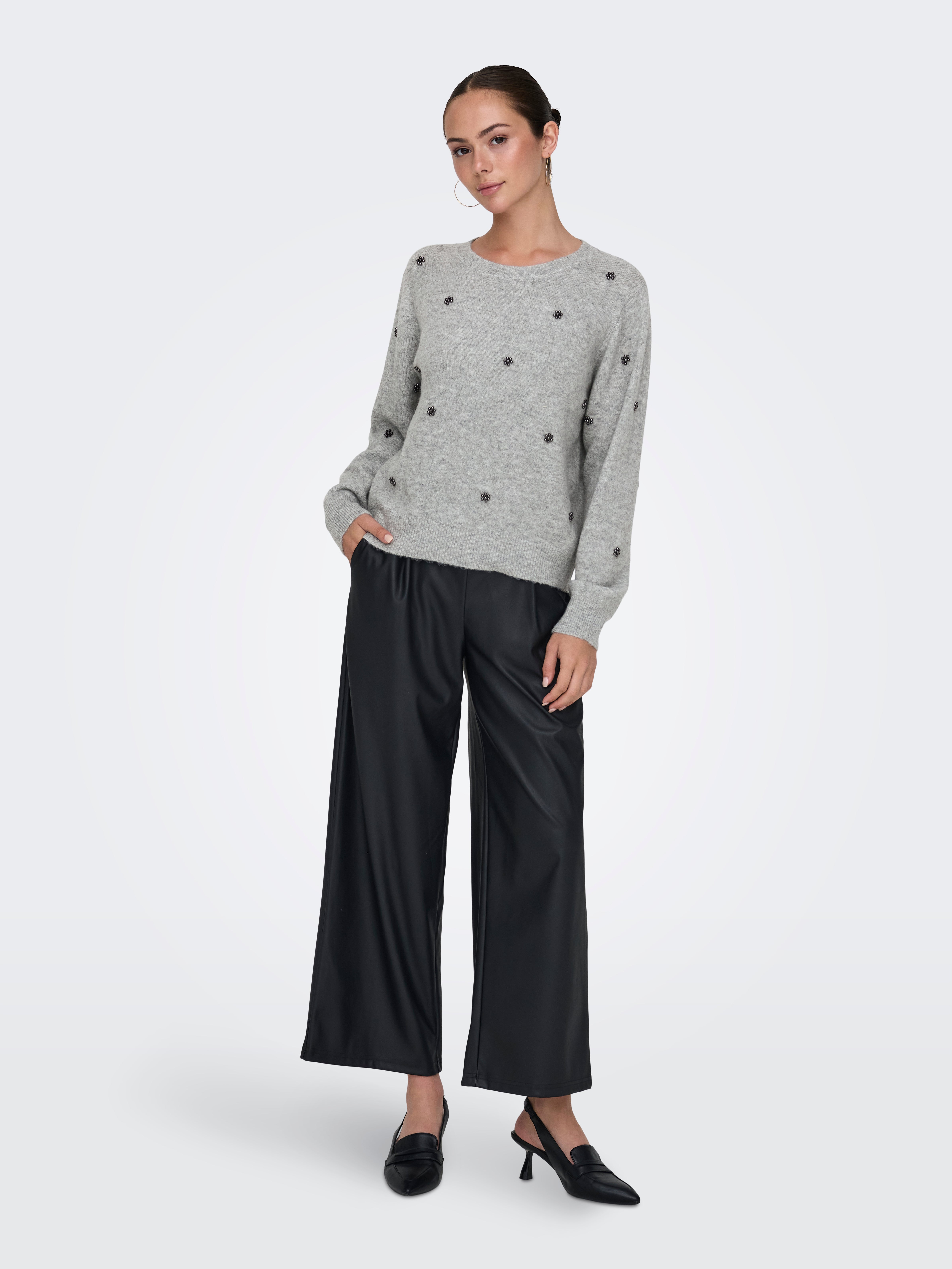 JDYBELLA Strickpullover Light Grey Melange