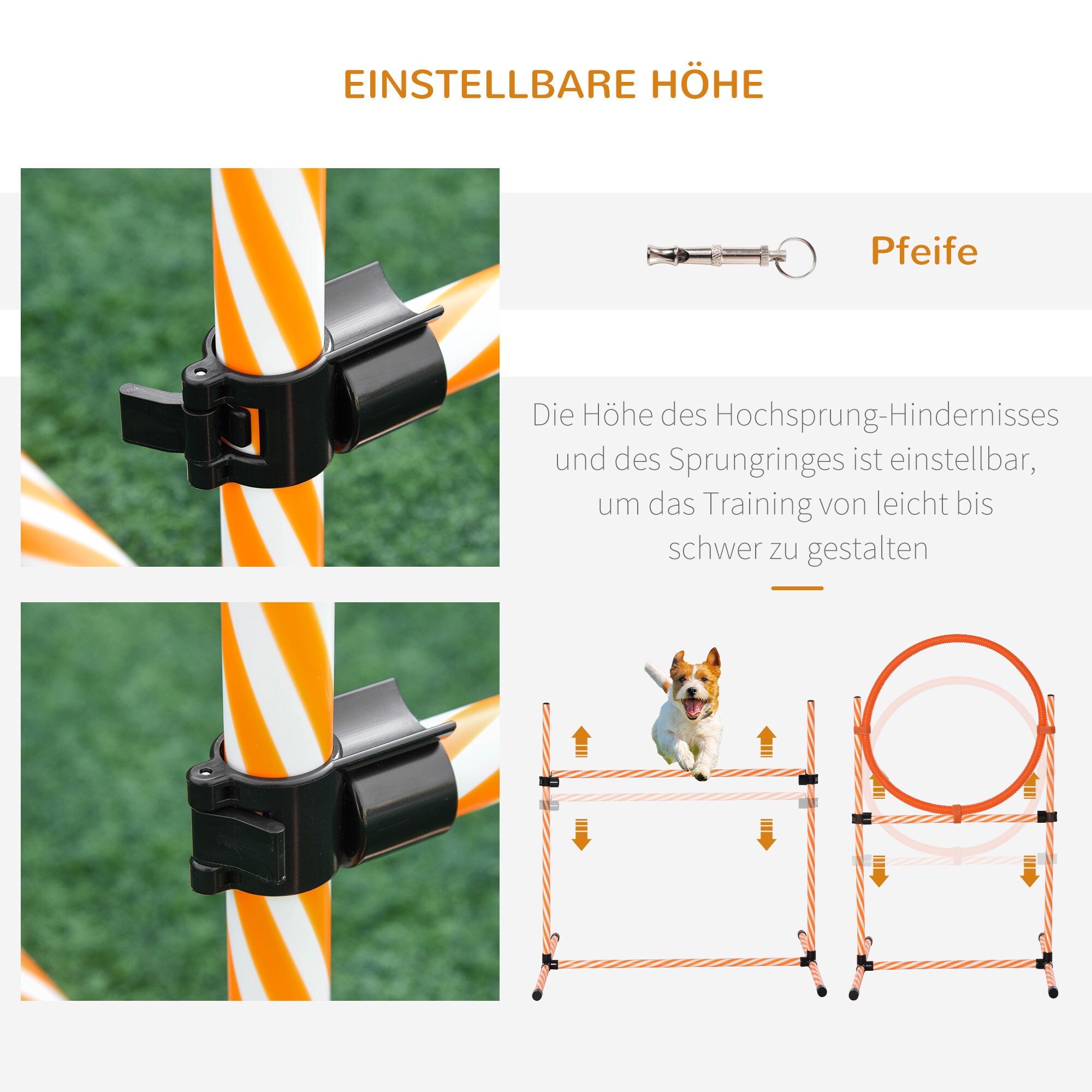 PawHut Hunde Agility Set 5-teilig orange, weiß 328 x 67 x 93 cm (LxBxH)