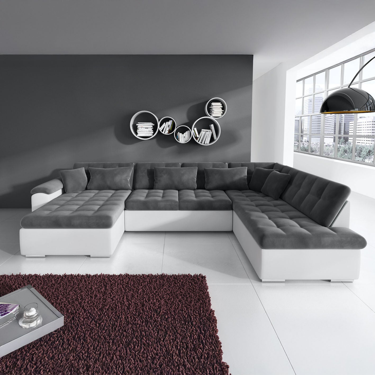 Nicoreta - Hoekbank 5-zits met chaise longue - Velvet grijs - Links