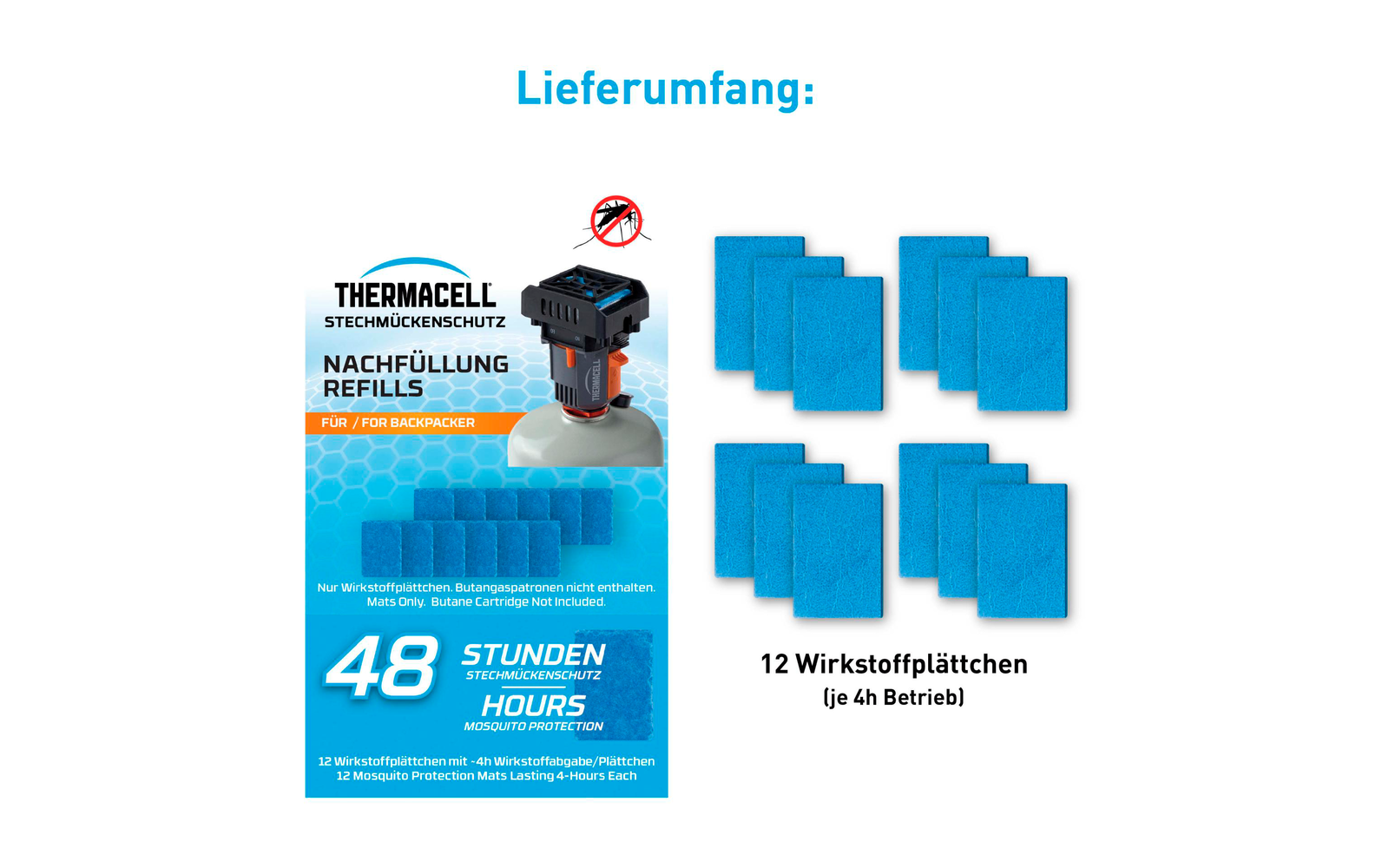 Thermacell Nachfüllset für Mückenabwehr Backpacker 48 h