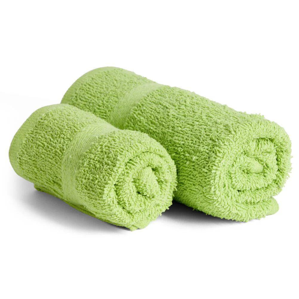 Lot de 2 serviettes de bain coton vert 40x60cm et 55x105cm